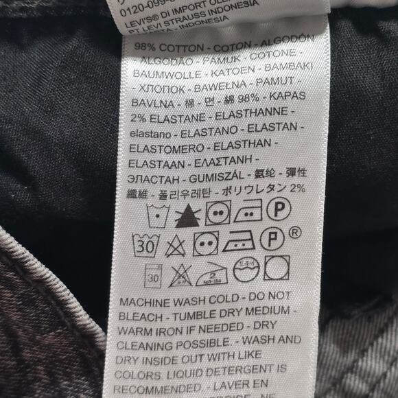 Levi’s High Waisted Mom Jeans Black Acid Wash Raw Hem Straight Leg 32 Y2K Grunge - Picture 11 of 11